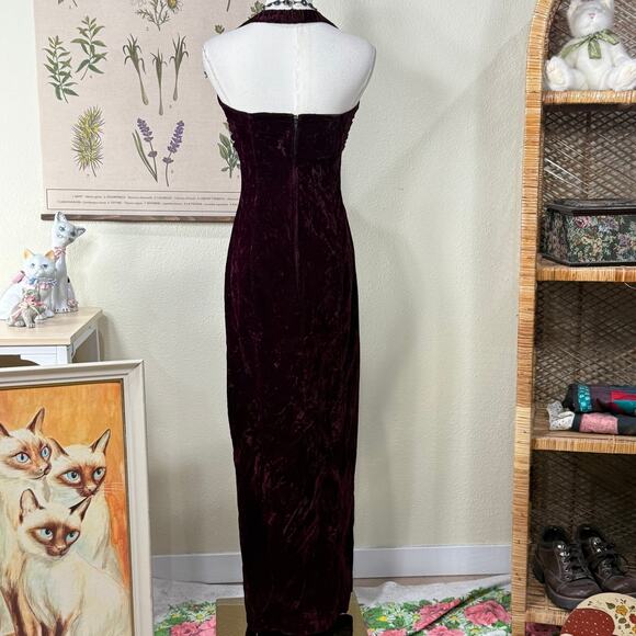 Vintage Velvet Halter Formal Dress Whimsigoth Romantic Goth Vampire Sexy Prom XS - Picture 2 of 6
